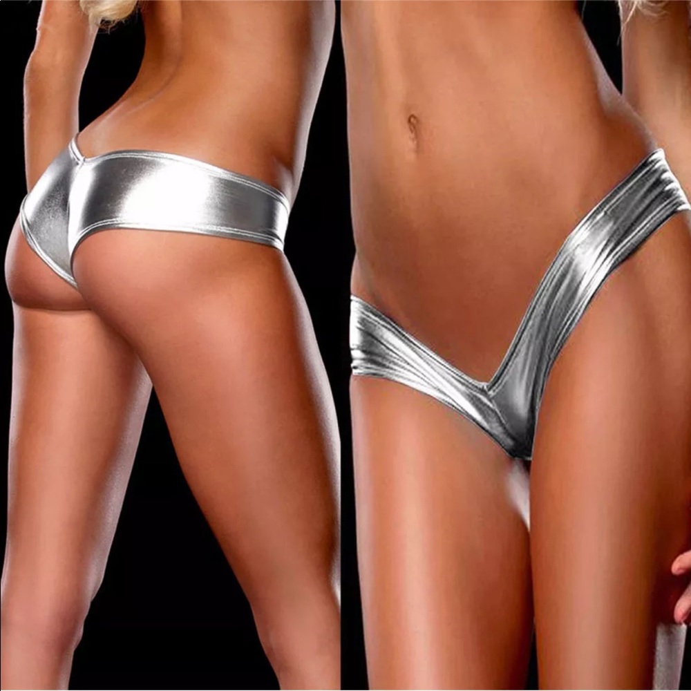 Silver metallic cheeky panties